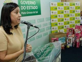Primeira-dama, Fátima Azambuja, no lançamento da campanha (Foto: Chico Ribeiro - Assessoria)