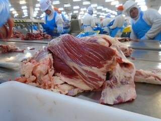 Corte de carne pronto para ser embalada em uma das esteiras da JBS (Foto: divulgação)