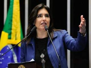 Senadora Simone Tebet (MDB) em discurso no plenário do Senado Federal (Foto: Moreira Mariz/Agência Senado)