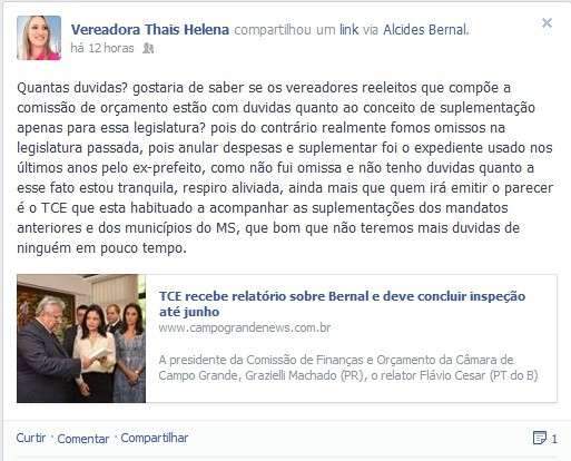 Vereadora licenciada defende Bernal e acusa Nelsinho de suplementa&ccedil;&atilde;o irregular