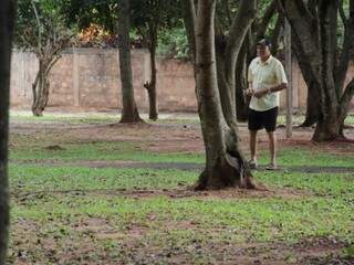 Aos 82 anos, seu José ainda cuida do Bosque da Poesia e planeja mudas de abacate (Foto: Marcos Ermínio)