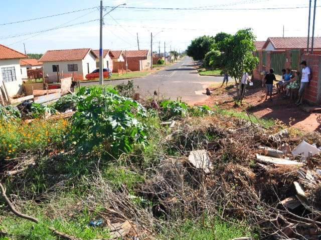 Vizinhos a terreno reclamam de entulho que invade rua