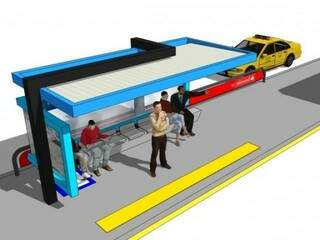 Modelo das estações que serão instaladas nas vias do corredor oeste do transporte coletivo (Foto: Divulgação/PMCG)