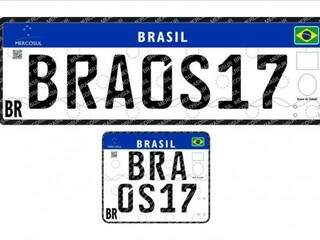 Como seria o padrão de placas caso fossem adotadas no país. (Foto: Reprodução) 