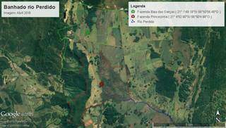 Mapa do Rio Perdido dentro das fazendas (Foto: Reprodução)