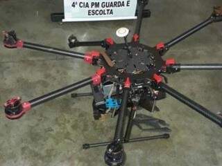 Drone abatido por policiais militares na penitenciária de Dourados (Foto: Divulgação/PM)