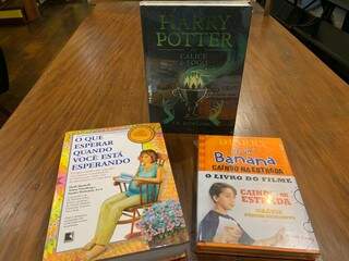 Os livros &quot;O que esperar quando se está esperando&quot;, &quot;Diário de um banana&quot; e &quot;Harry Potter&quot; estão a venda  (Foto: Divulgação)