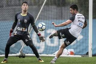 Treino do Santos, que vem de três vitórias e tenta bater o Corinthians de olho em vaga na Libertadores. (Foto: Ivan Storti/Santos/FC)