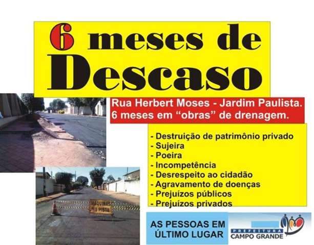 Rua fica 6 meses em obras e solu&ccedil;&atilde;o s&oacute; sai ap&oacute;s protesto no Facebook