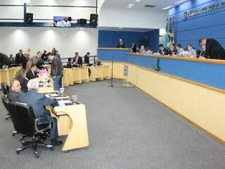 Vereadores durante a sessão desta terça-feira na Câmara Municipal de Campo Grande (Foto: Divulgação / CMCG)