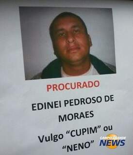 Cartaz de procurado de Edinei de Morais (Foto: Arquivo)