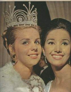 Marilena ao lado da Miss Guanabara, eleita Miss Brasil, Maria Raquel de Andrade.