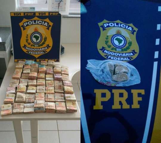 PRF apreende 330 gramas de crack e mais de R$ 63 mil na BR-262