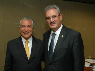 Geraldo e Michel Temer, convidado para encontro do PMDB em Dourados, em julho. (Foto: Divulgação) 