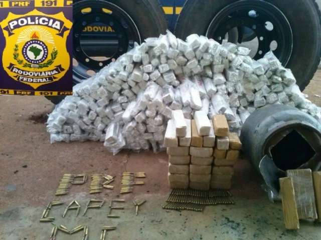 Pol&iacute;cia encontra droga e muni&ccedil;&otilde;es de fuzil escondidas em pneus