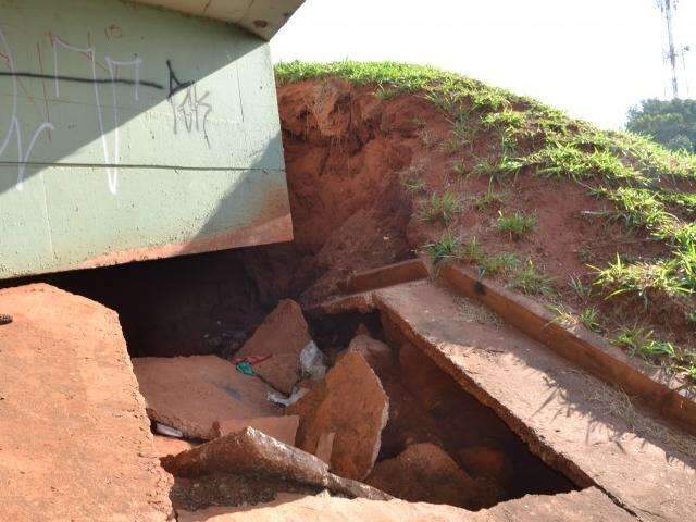 Buracos e fendas deixam pedestres e motoristas com medo de viadutos