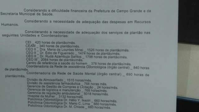 Documento anuncia suspens&atilde;o de plant&otilde;es em 32 unidades de sa&uacute;de