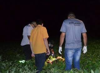 Corpo foi encontrado em meio a uma plantação de soja na zona rural de Itaporã. (Foto: Sidnei Bronka/94 FM)