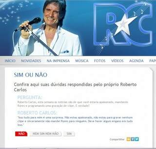 Resposta foi publicada no site oficial de Roberto Carlos, em coluna que não era movimentada há 2 anos. 