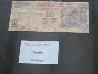 Cédula de Mahatma Gandhi de 10 rúpias (Foto: Marina Pacheco)