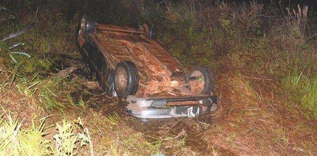 Motorista perde controle, capota e cai em brejo na MS-147