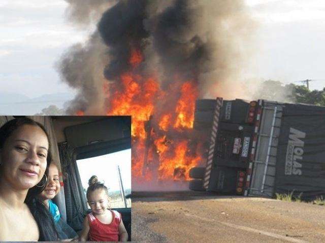 Mãe e filhas morrem carbonizadas em acidente entre carretas no MT