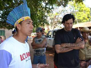 Cacique Messias a Funai aguardam decisão da Polícia Federal sobre a vinda com a notificação da reintegração de posse. (Foto: Minamar Júnior)