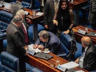 Senadores no momento em que registravam voto. (Foto: Foto: Luís Carlos Campos Sales/ Facebook)