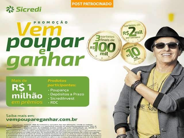 Nova promoção do Sicredi incentiva a poupar e sorteia R$1 milhão em prêmios