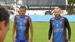 Jogadores do Operário com o patrocínio da empresa investigada pela PF na camisa durante o Campeonato Estadual de 2017 (Foto: Arquivo)