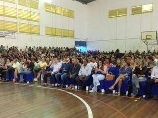 Auditório lotado no Instituto Mirim, neste sábado, durante aula inaugural. (Foto: Mayara Bueno).