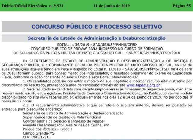 Candidatos estranham resultado de TAF em concursos da PM e bombeiros