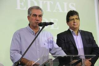 Governador Reinaldo Azambuja lançou editais na manhã de hoje, ao lado do secretário de Cultura. (Foto: Marcos Ermínio)