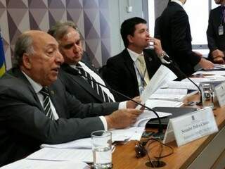 Senador Pedro Chaves, durante sessão da comissão (Foto: Luciana Novaes)