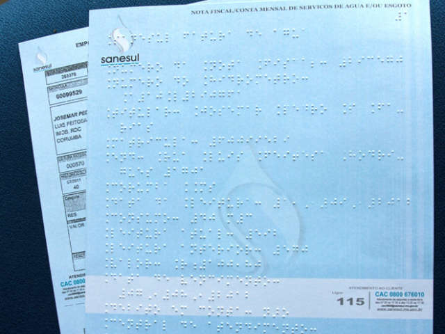  Sanesul lan&ccedil;a conta de &aacute;gua em braile para atender deficientes visuais