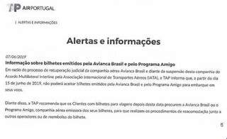 Comunicado da TAP Air Portugal foi anexado a pedido de liminar por promotores. 