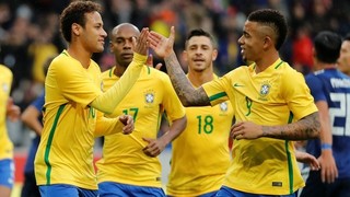 A dupla de atacantes Neymar e Gabriel Jesus deixaram suas marcas na vitória brasileira diante do Japão nesta sexta-feira (Foto: CBF/Divulgação)