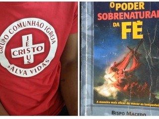 Traficante usava camiseta de grupo de igreja e livro estava sobre o banco (Foto: Divulgação/PRF)