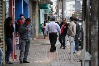 Somente funcionários ocuparam o centro de Campo Grande (Foto: Marcos Ermínio)
