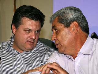 O prefeito Jocelito Krug e o governador André Puccinelli em reunião na Assomasul. (foto: Chico Ribeiro)