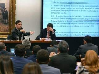 Ministro Sérgio Moro durante apresentação do projeto anticrime, na semana passada (Foto: Isaac Amorim/MJSP)