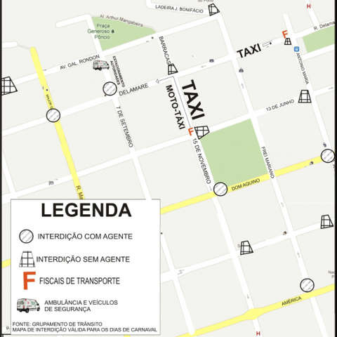  Grupamento de Tr&acirc;nsito interdita 12 pontos para Carnaval em Corumb&aacute;