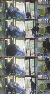 Imagens da câmera de segurança do veículo mostram ação do bandido.