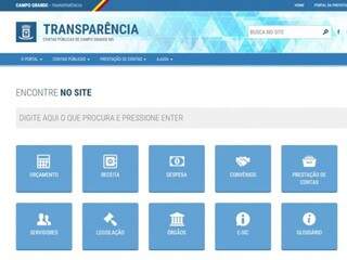 Portal da Transparência de Campo Grande. (Foto: Reprodução PMCG).