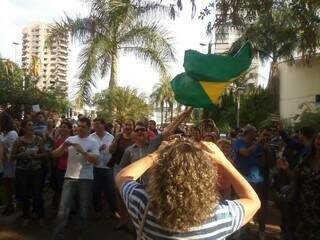 Leitor do Campo Grande News flagrou manifestação de professores e enviou imagem (Foto: Colaboração/Leitor CGNews)