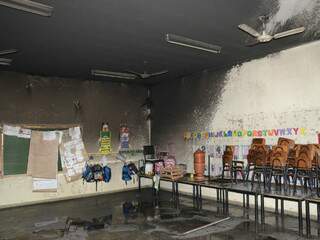 Princípio de incêndio atingiu a sala do Pré I no Ceinf Flória Britez de Eugênio (Fotos: Minamar Júnior)