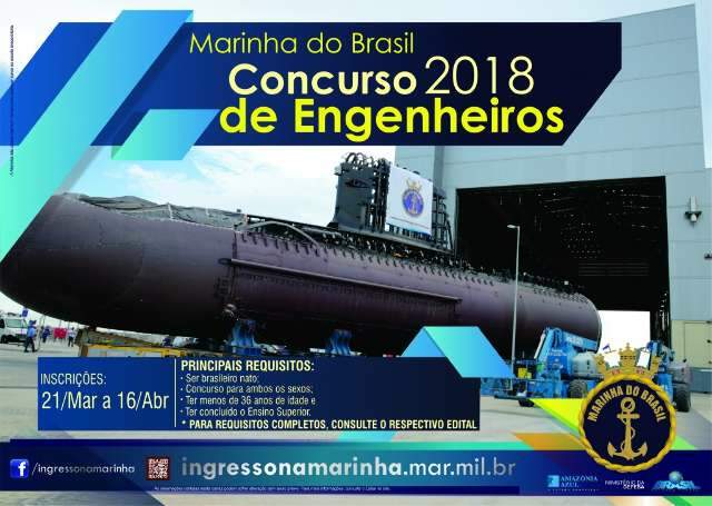 Marinha abre 64 vagas para engenheiros com sal&aacute;rios de R$ 11 mil