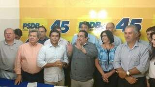 Governador Reinaldo Azambuja participou da filiação do prefeito de Corumbá (Foto: Mayara Bueno)