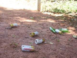 Latinhas, garrafas, copos, sacos plásticos e até camisinha foram retirados do local. (Foto: Paulo Francis)