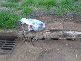 Feto foi encontrado em uma sacola plástica próximo a um bueiro da Avenida Jari Mercante, em Três Lagoas (Fotos: Minutoms)